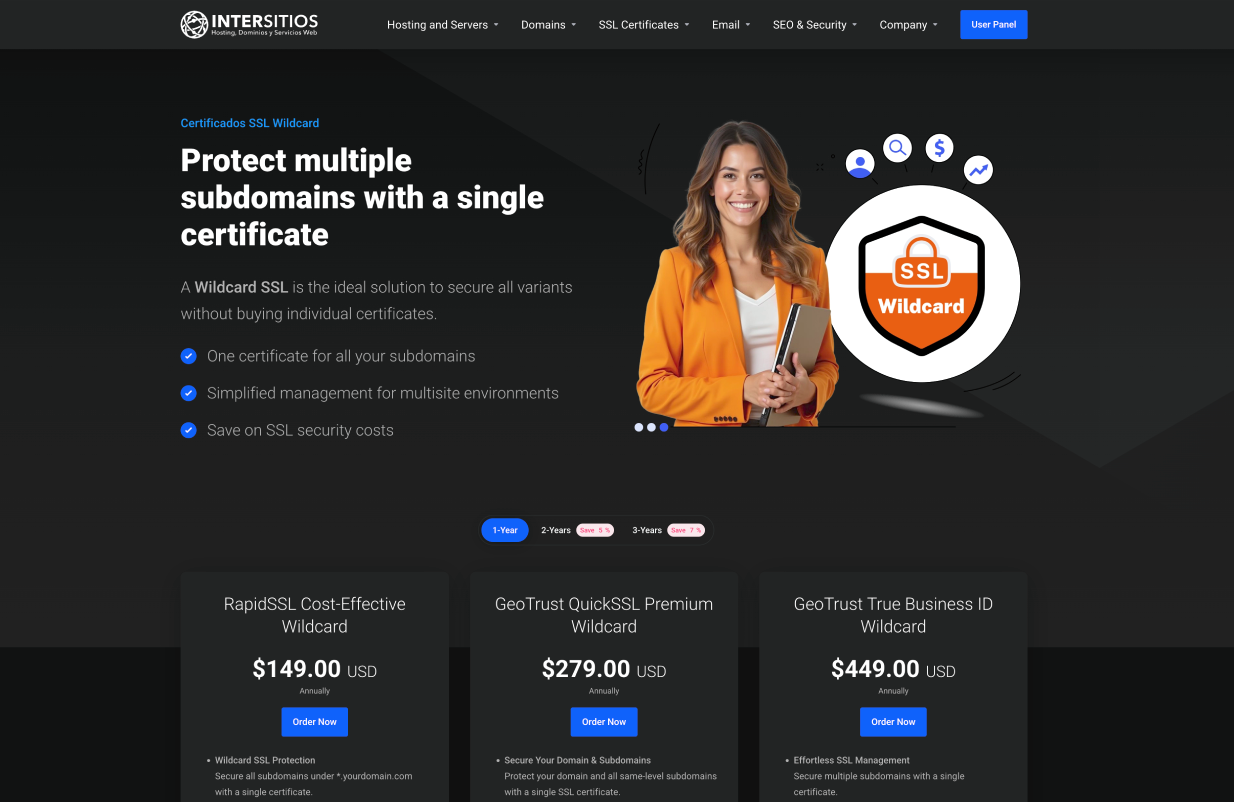 Intersitios — Redesign + WHMCS product operations